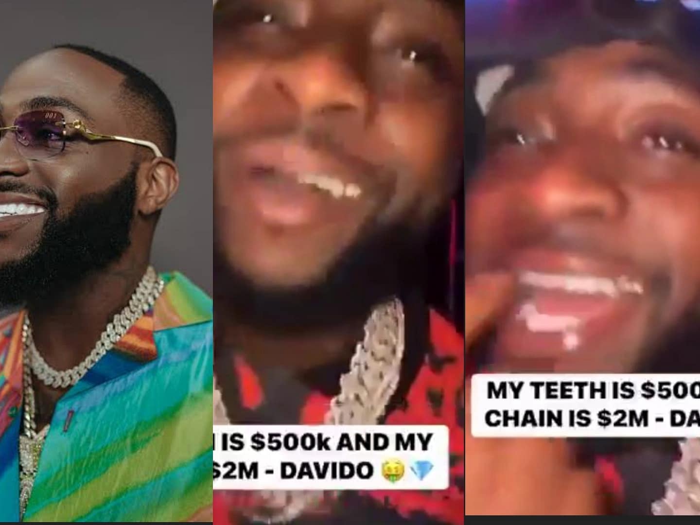davido stuns fans with $500k diamond teeth and $2m chain