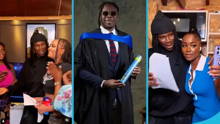 stonebwoy stuns fans with master’s degree, wife throws epic party