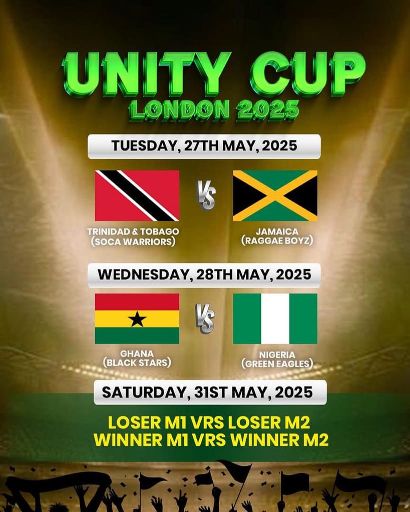 Ghana, Nigeria, Jamaica, and Trinidad & Tobago to Compete for Unity Cup in London